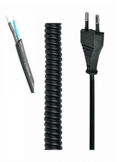 Cabletech Kabel za napajanje spiralni utikač 2 P./ slobodno 1,5m