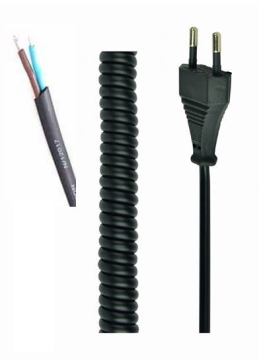 Cabletech Spiralni utikač s napajanjem kabela 2 str/ slobodno 1,5m