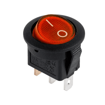 Kemot Prekidač 1-0, 6.5A 250VA, 3-PIN, O20mm, crvena boja