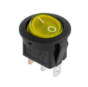 Kemot Prekidač 1-0, 6,5A 250VA, 3-pin, o20 mm, žuta boja