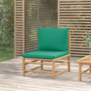 Vidaxl Bambusova vrtna sofa sa zelenim jastucima