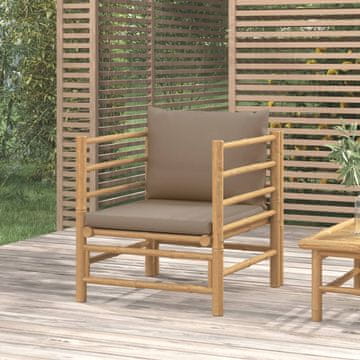 Vidaxl Vrtna sofa s taupe jastucima, bambus