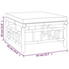 Vidaxl 10-dijelna vrtna garnitura od bambusa s krem bijelim jastucima
