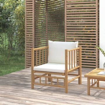 Vidaxl Vrtna sofa, krem jastuci, bambus
