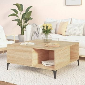 Vidaxl Klub stolić, Sonoma hrast 80x80x36,5 cm, Materijal na bazi drva