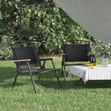 Vidaxl Kamperske stolice, set od 2, crne, 54x43x59 cm, oxfordska tkanina