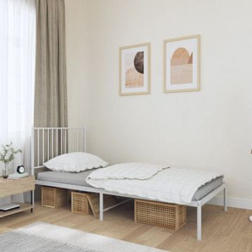 Vidaxl Metalni okvir kreveta s uzglavljem bijeli 90x190 cm