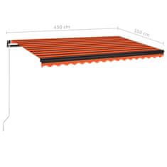 Vidaxl Tenda na ručno uvlačenje 450 x 350 cm narančasto-smeđa