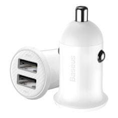 BASEUS Grain Pro auto punjač 2x USB 4.8A, bijela