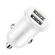 BASEUS Grain Pro auto punjač 2x USB 4.8A, bijela