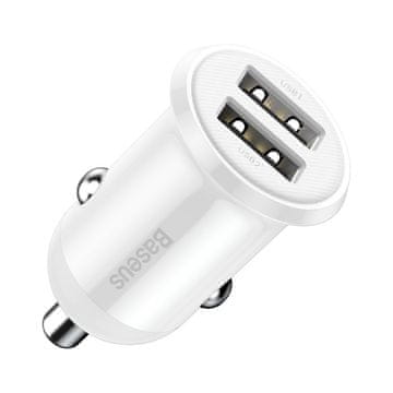 BASEUS Grain Pro auto punjač 2x USB 4.8A, bijela