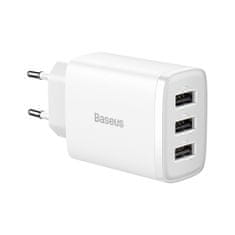 BASEUS Compact punjač 3x USB 17W, bijela