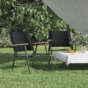 Vidaxl Kamperske stolice, set od 2, crne, 54x55x78 cm, oxfordska tkanina