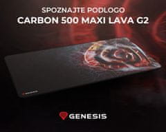 Genesis Podloga za miša Carbon 500 Maxi Lava G2, 900x450 mm, vodootporna, glatka površina, zaštićeni rubovi, protuklizna