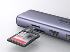 Ugreen 7u1 USB-C hub HDMI+ čitač kartica + USB+PD 100W