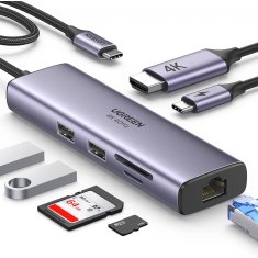 Ugreen 7u1 USB-C hub HDMI+ čitač kartica + USB+PD 100W