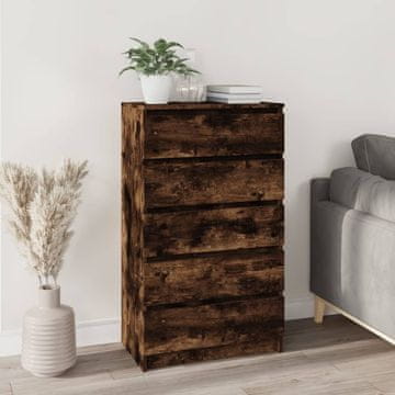 Vidaxl Komoda s ladicama, dimljeni hrast, 60x36x103 cm, materijal na bazi drva