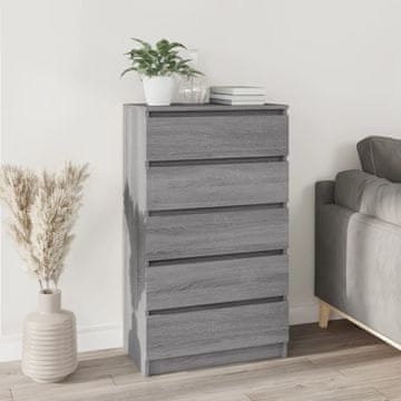 Vidaxl Komoda s ladicama, sivi hrast sonoma, 60x36x103 cm, materijal na bazi drva