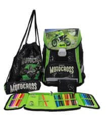 ABC123 set školskih torbi, 5/1, zelena, Motocross