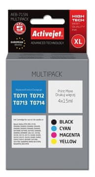 ActiveJet A Jetta 4-Color Ink Cartridge Set (XL) - Replacement for Epson T0715