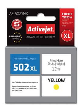ActiveJet Activejet AE-502YNX zamjenska tinta za Epson 502XL W44010 (Supreme, 12 ml, žuta)