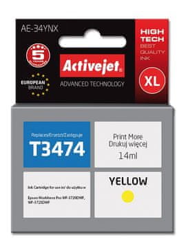 ActiveJet Activejet AE-34YNX tinta za Epson 34XL T3474, žuta, 14 ml