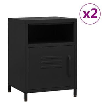 Vidaxl Noćni ormarići, set od 2, crni, 35x35x51 cm, čelik