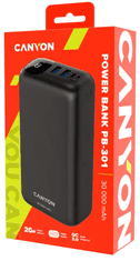 Canyon PB-301 powerbank, 30000 mAh, crna (CNE-CPB301B)