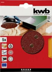KWB brusni papir za drvo i metal, samoljepljivi, Ø 115 mm, 5/1, GR 40 (49491804)