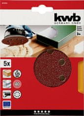 KWB brusni papir za drvo i metal, samoljepljivi, Ø 125 mm, 5/1, GR 40 (49491904)