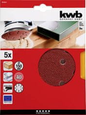 KWB brusni papir za drvo i metal, samoljepljivi, Ø150 mm, 5/1, GR 40 (49492004)