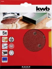 KWB brusni papir za drvo i metal, samoljepljivi, Ø 150 mm, 5/1, GR 80 (49492008)