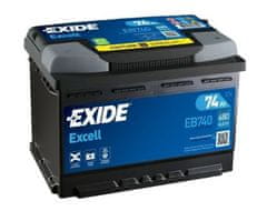 Exide Excell EB740 akumulator, 74 Ah, D+, 680 A(EN), 278 x 175 x 190 mm