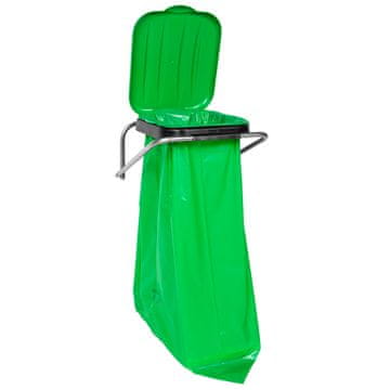 Zidni držač za sortiranje otpada, zeleni - vreće od 120 l