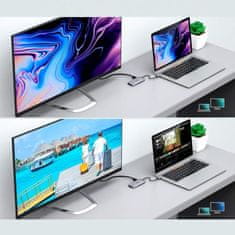 Choetech Višenamjenski USB HUB čitač SD i TF kartica HDMI 4K VGA Full HD RJ45 9u1 sivi