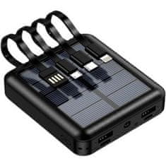 Andowl Solarna punjiva baterija Solarni Powerbank 12.000 mAh CRNA