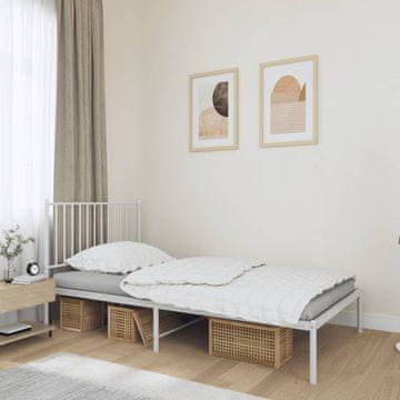 Vidaxl Metalni okvir kreveta s uzglavljem bijeli 100x190 cm