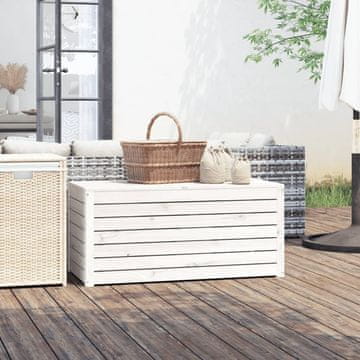 Vidaxl Vrtna kutija za pohranu bijela 101 x 50,5 x 46 cm masivno borovo drvo