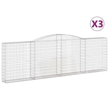Vidaxl Lučne gabionske košare 3 kom 400x30x120/140cm pocinčano željezo