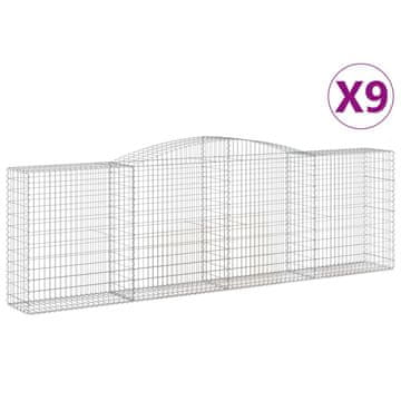 Vidaxl Lučne gabionske košare 9 kom 400x50x120/140cm pocinčano željezo