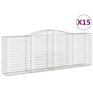 Vidaxl Lučne gabionske košare 15kom 400x50x140/160cm pocinčano željezo