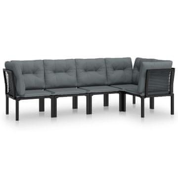 Vidaxl 5-dijelna vrtna garnitura crno-siva od poliratana