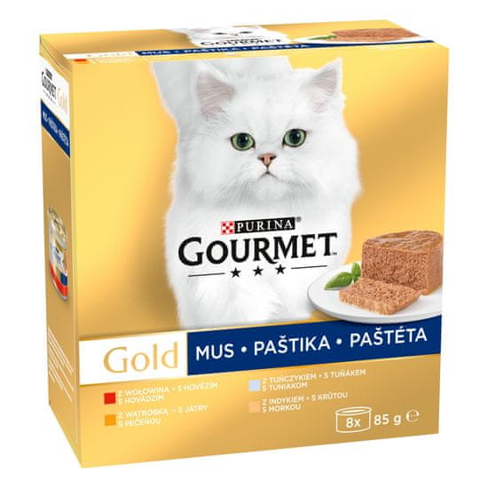 Gourmet Gold Multipack paštete s govedinom, tunom, jetrom i puretinom, 96 x 85 g