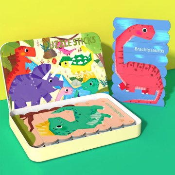 Drvene Montessori slagalice - Ledeni štapići Dinosauri