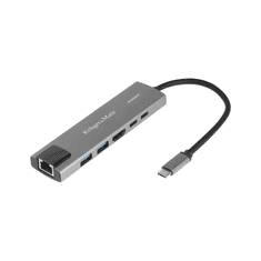 Krüger&Matz USB priključna stanica tipa C na HDMI, 2x USB3.0, 2x USB tipa C, RJ45