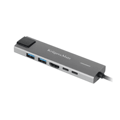 Krüger&Matz USB priključna stanica tipa C na HDMI, 2x USB3.0, 2x USB tipa C, RJ45