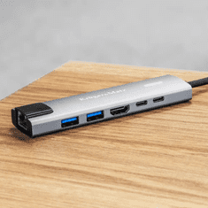 Krüger&Matz USB priključna stanica tipa C na HDMI, 2x USB3.0, 2x USB tipa C, RJ45