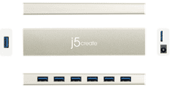 J5CREATE USB hub, 7x USB, EU/UK, boja šampanjca (JCH377)