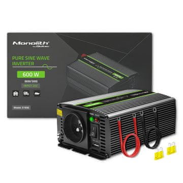 Qoltec Qoltec pretvarač napona Monolith | 300W | 600W | 24V na 230V | čisti sinus