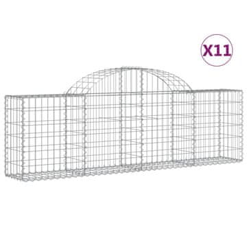 Vidaxl Lučne gabionske košare 11 kom 200x30x60/80 cm pocinčano željezo
